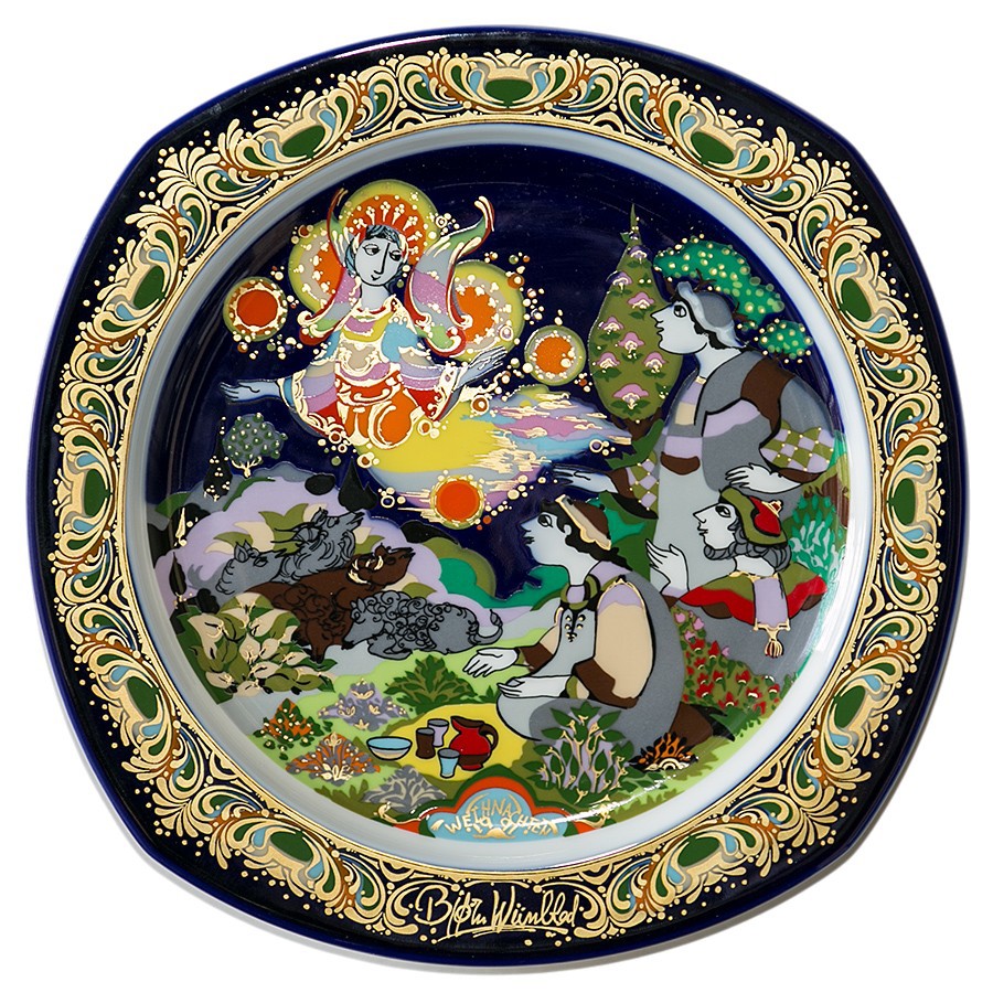 Bjoern Wiinblad porcelain Christmas plate 1991 produced by Rosenthal