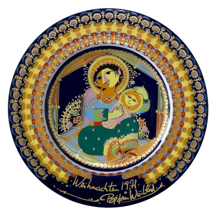 Bjoern Wiinblad porcelain Christmas plate 1971, produced by Rosenthal