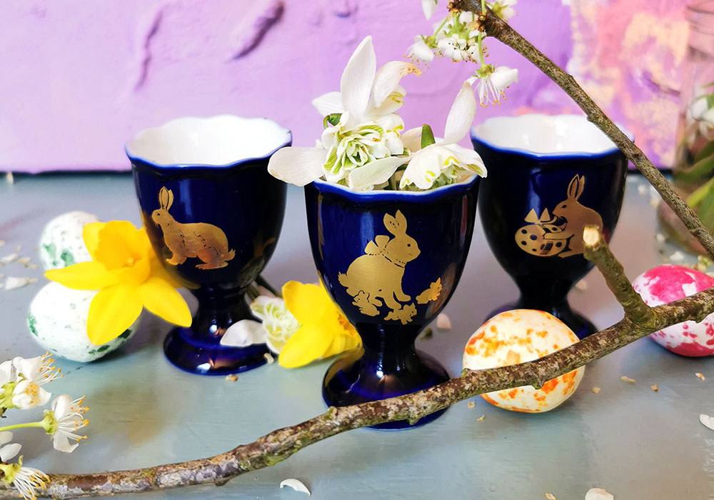 Ravn Easter egg cups with cute rabbits