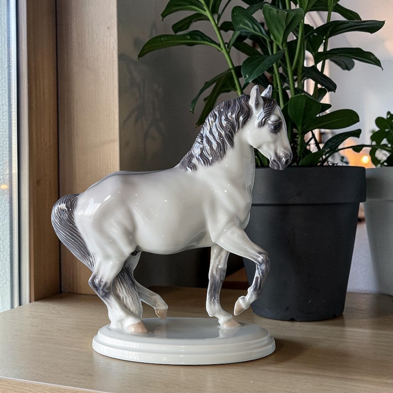 Royal Copenhagen Lippizaner figure shows this noble breed, often associated with the Spanish Riding School in Vienna.