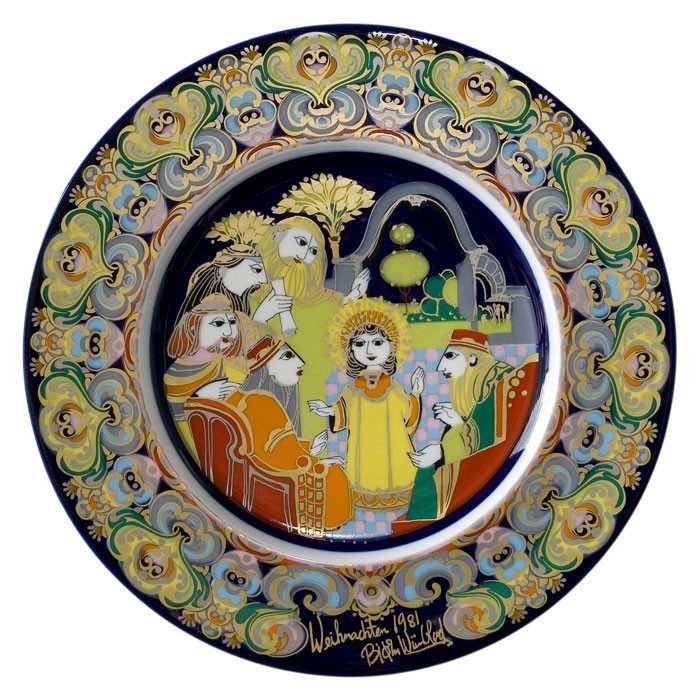 Bjoern Wiinblad porcelain Christmas plate 1981 produced by Rosenthal