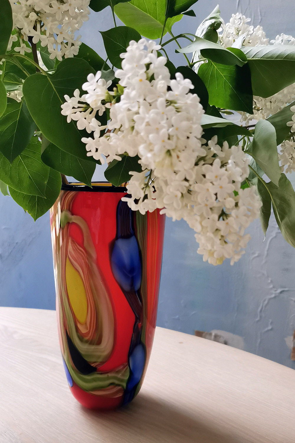 Red Glass Vase, 25cm, Glass Art, Hand Blown