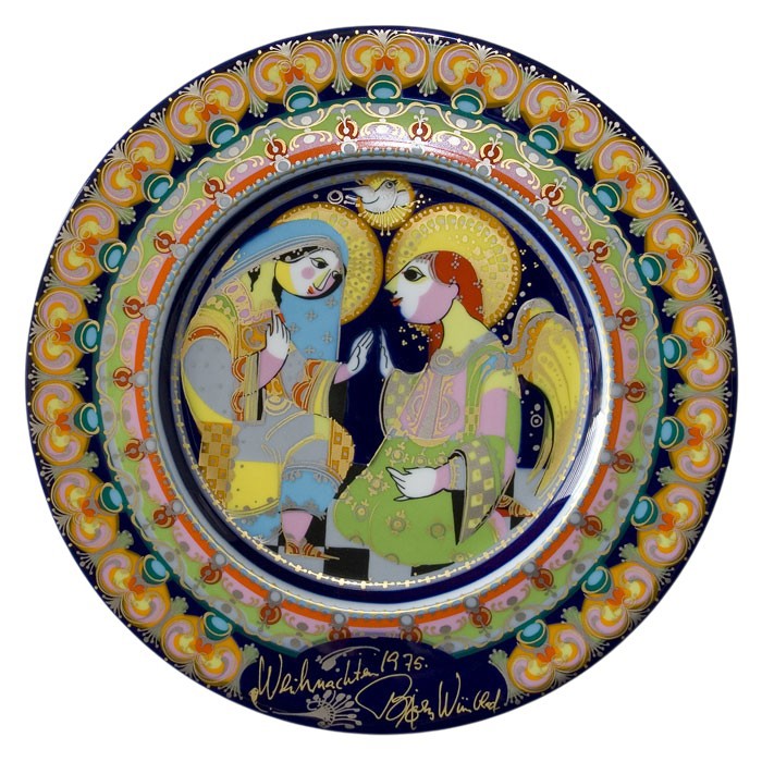 Bjoern Wiinblad porcelain Christmas plate 1975 produced by Rosenthal