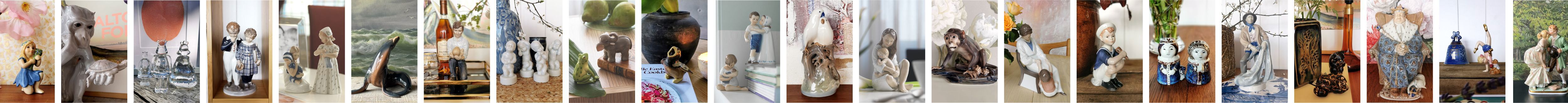 Figurines - Old and new figurines in porcelain, glass, etc.