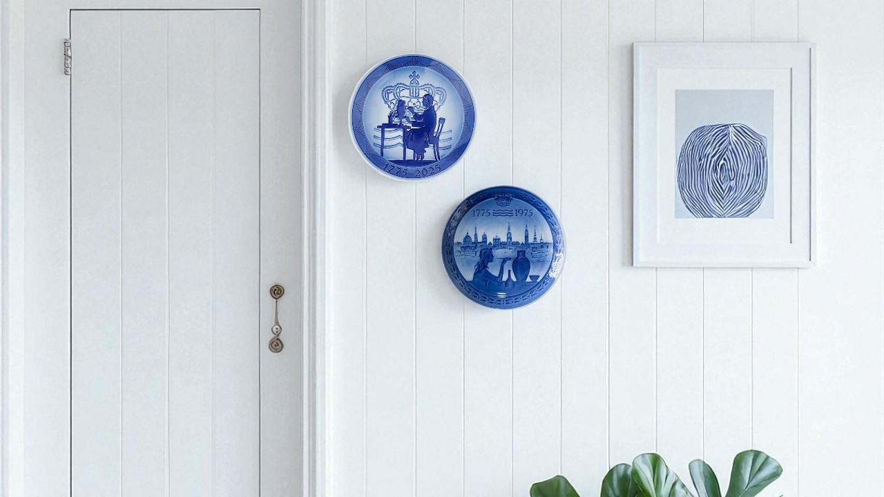 Plates hung on the wall with plate hooks from DPH Trading