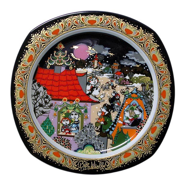 Bjoern Wiinblad porcelain Christmas plate 1990, produced by Rosenthal