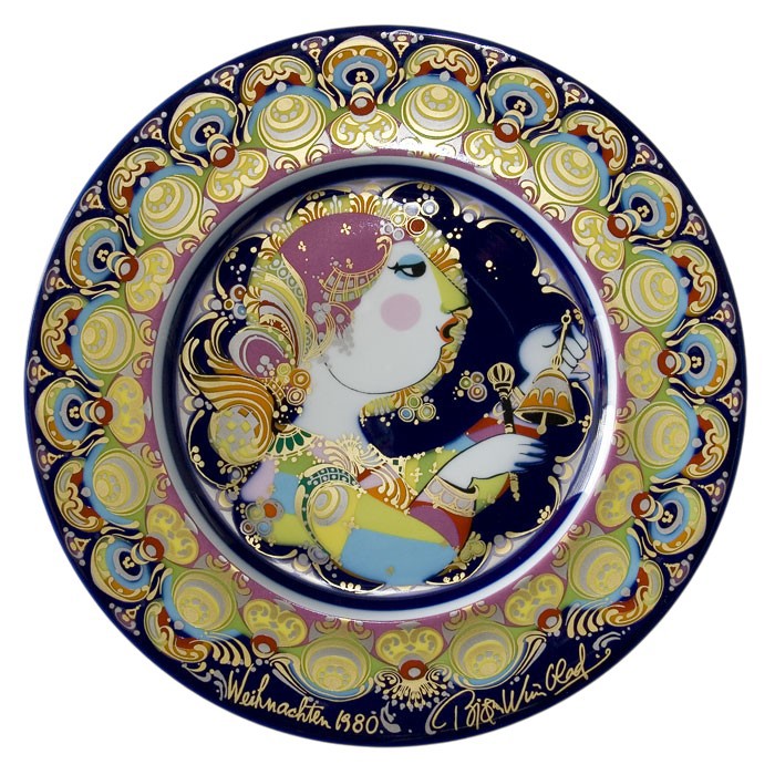 Bjoern Wiinblad porcelain Christmas plate 1980, produced by Rosenthal